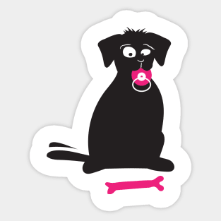 Black labrador with rubber teat Sticker